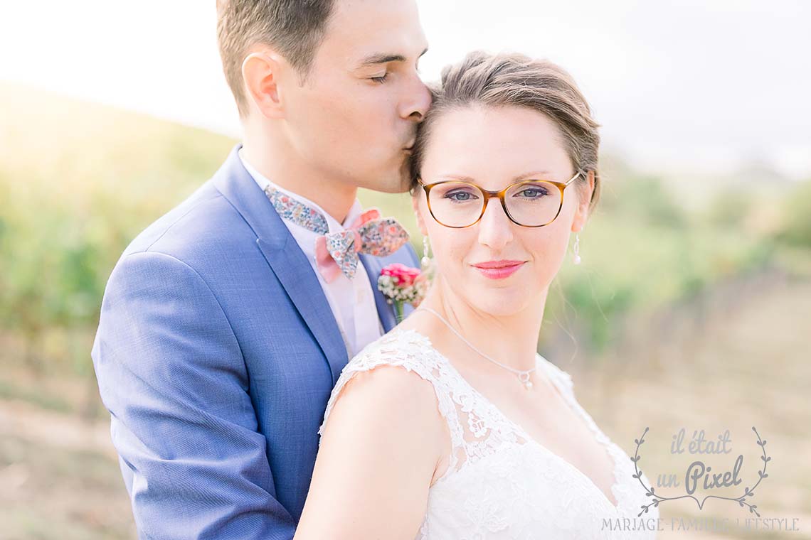 Outdoor wedding ceremony in Chateau de Beaujeu, France vineyard