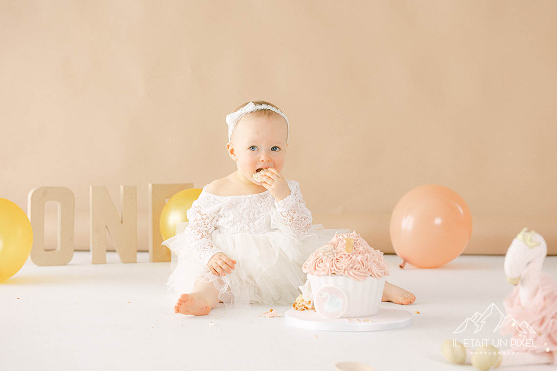 Sance smash the cake pour le premier anniversaire de bb