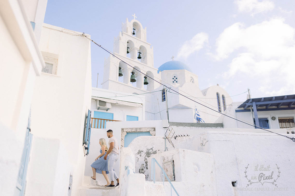 Sance photo couple engagement day after  Santorin, Grce