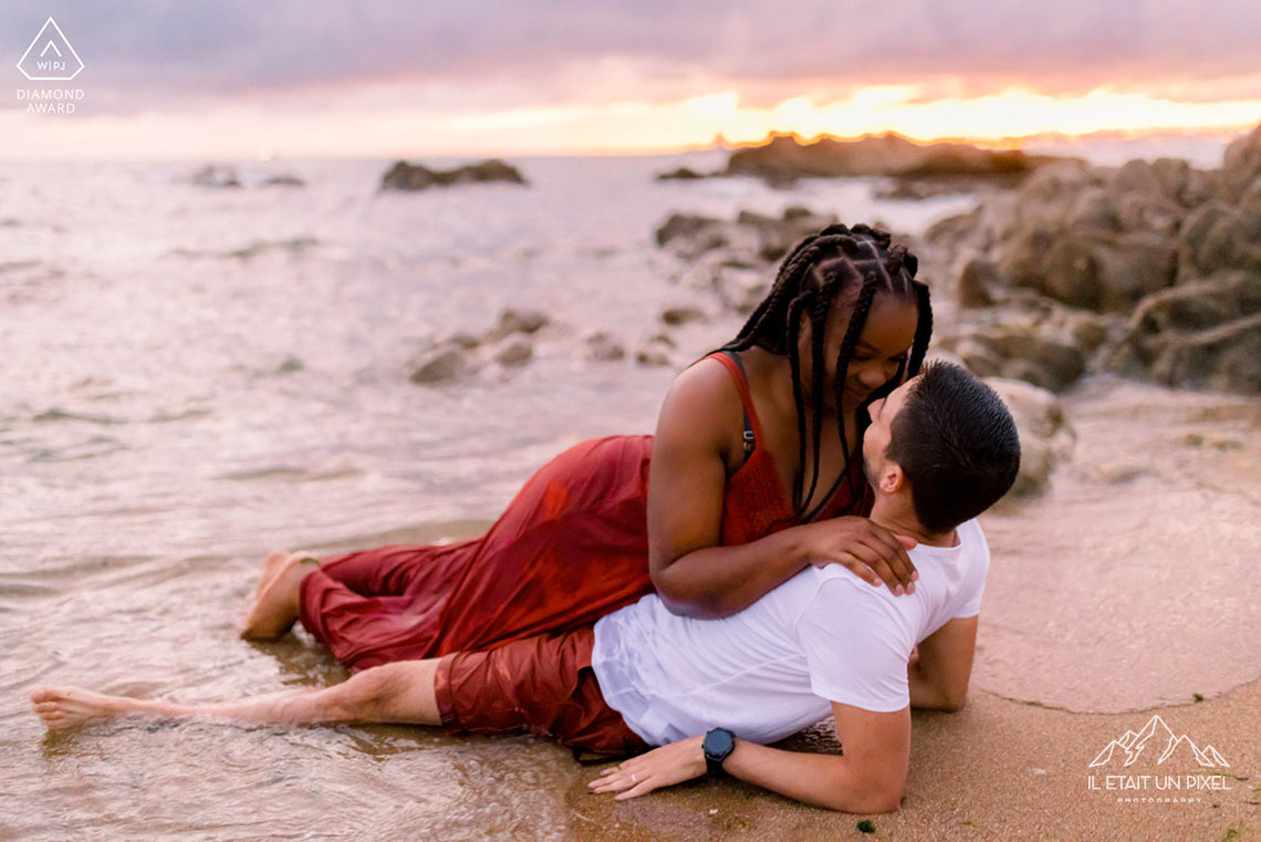 Sunset engagement session on the Western coasts of France